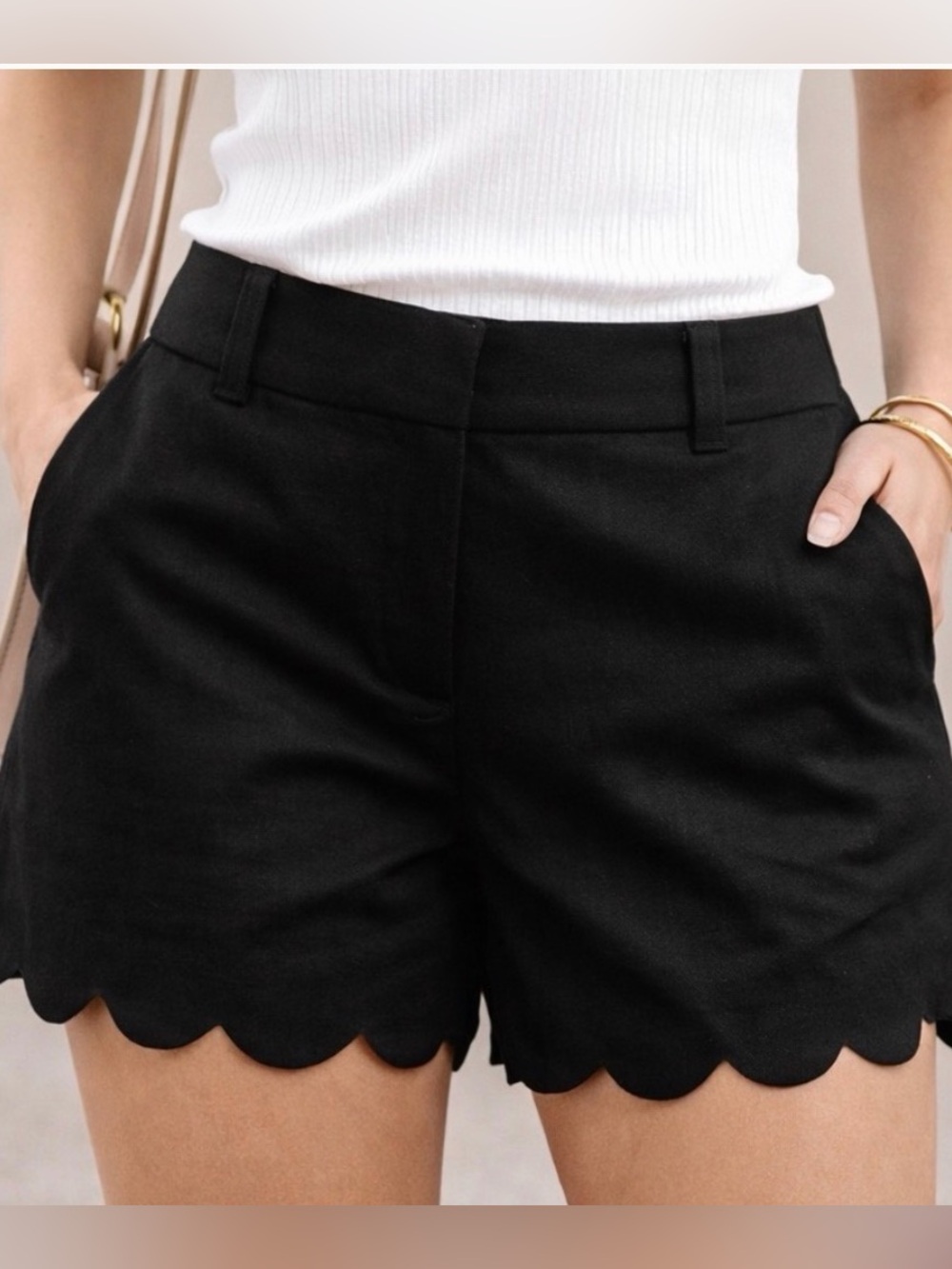 JCrew Black Scallop Hem Shorts - 4